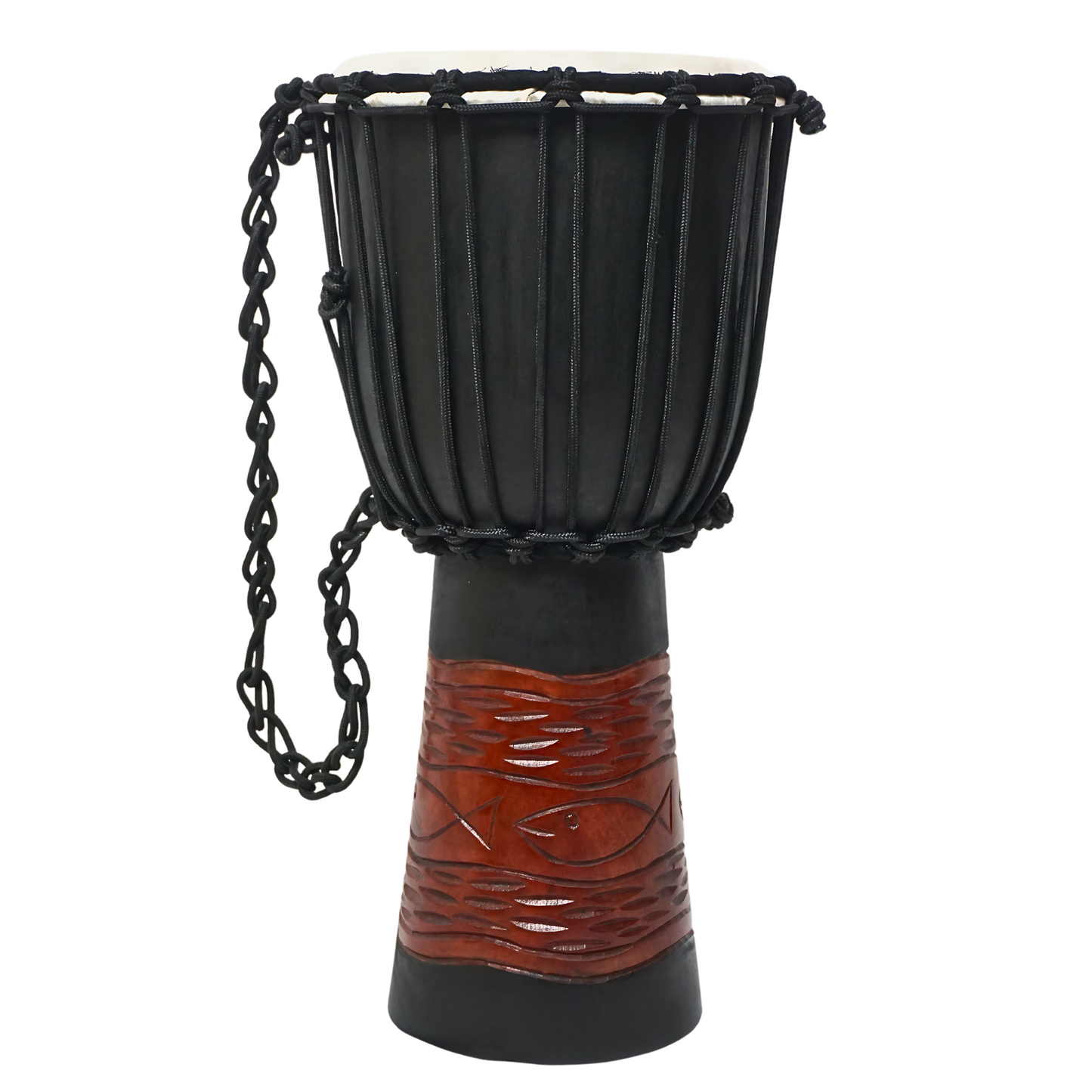 GMP Mahogany Djembe - Pisces carving - DJ40CP (2 Sizes) - 10’’ x 20’’