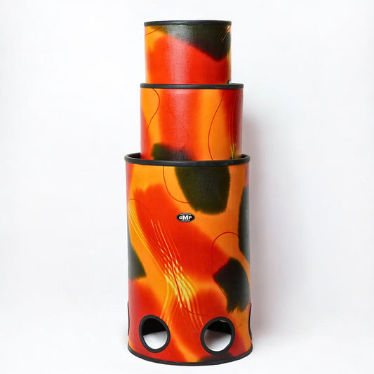 3-Piece Stackable Tubolo Set Abstract Orange - TUBO-STK-SET3-10C - Groove Masters Percussion