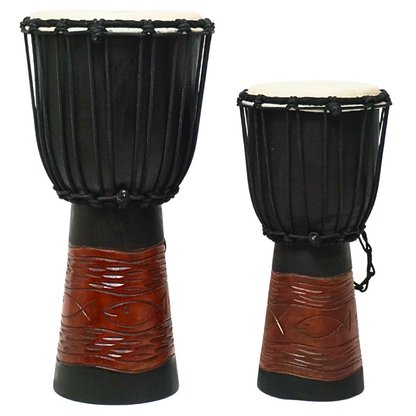 GMP Mahogany Djembe - Pisces carving - DJ40CP (2 Sizes)