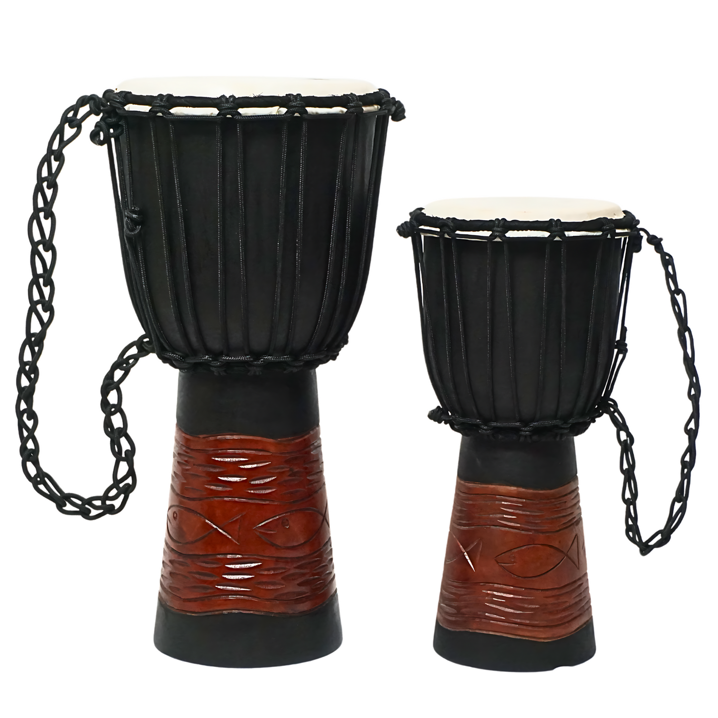 GMP Mahogany Djembe with Ocean Carving (2 Sizes)