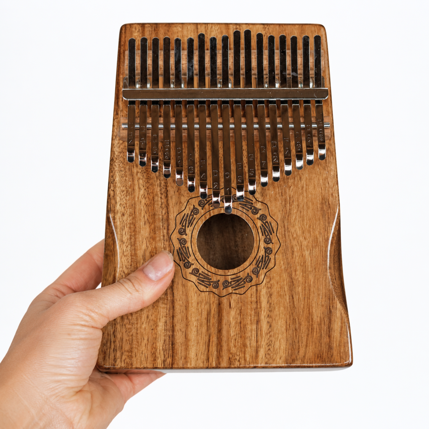 GMP 17-Key Koa Kalimba / Thumb Piano Carved with Palm Rest - KD17-KOA - Groove Masters Percussion