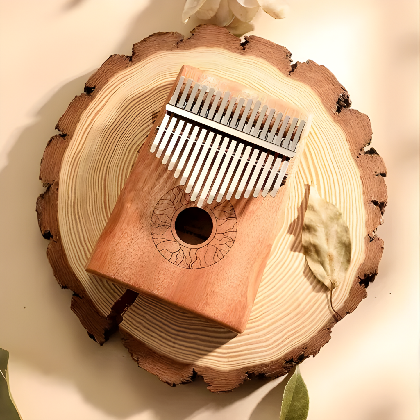 GMP 17-Key Mahogany Lotus Leaf Kalimba / Thumb Piano - KHD17-MAHOGANY - Groove Masters Percussion