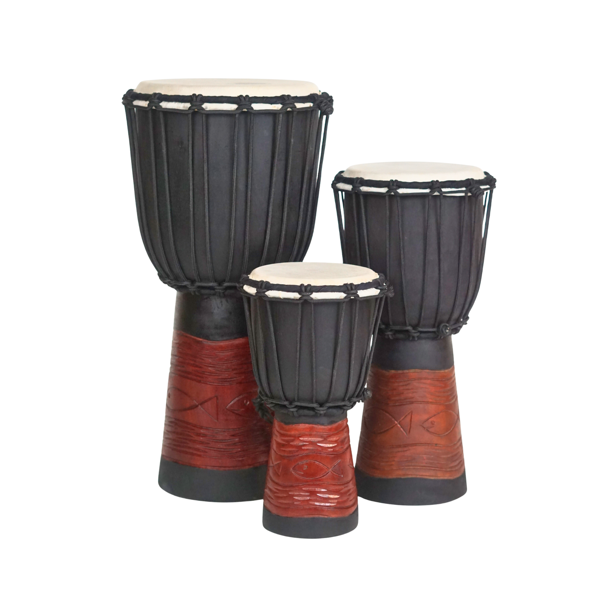 GMP Mahogany Djembe - Ocean Scene Carving - DJ(choose size)CP - Groove Masters Percussion