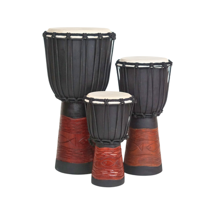 GMP Mahogany Djembe - Ocean Scene Carving - DJ(choose size)CP - Groove Masters Percussion