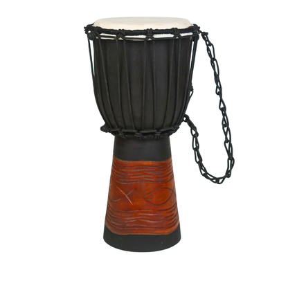 GMP Mahogany Djembe - Ocean Scene Carving - DJ(choose size)CP - Groove Masters Percussion
