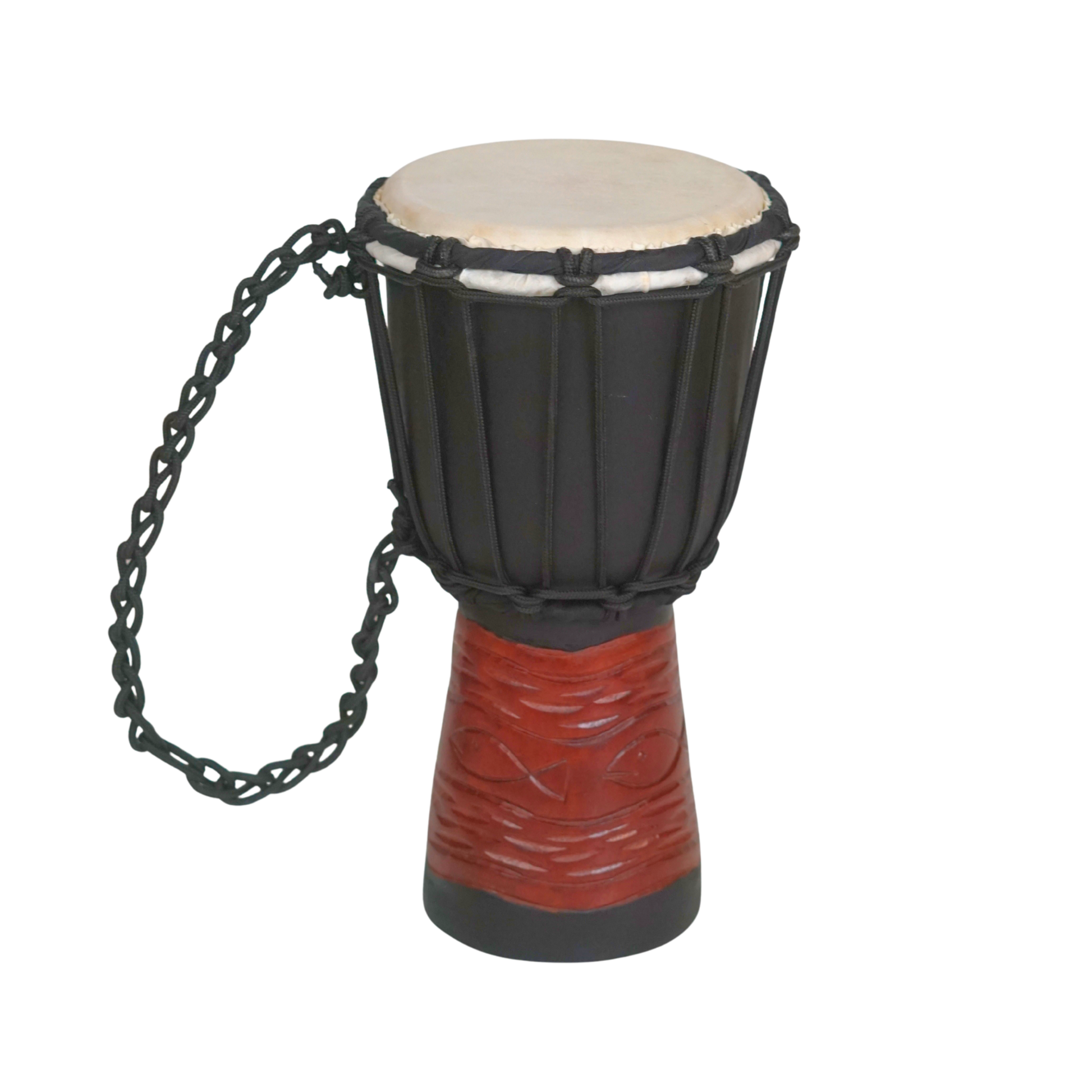 GMP Mahogany Djembe - Ocean Scene Carving - DJ(choose size)CP - Groove Masters Percussion