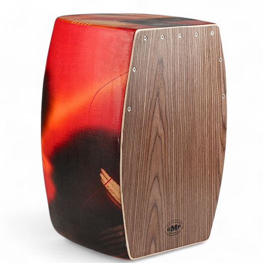GMP Pro Bass Port Cajon Abstract Orange - CAJON-PVC-10C - Groove Masters Percussion