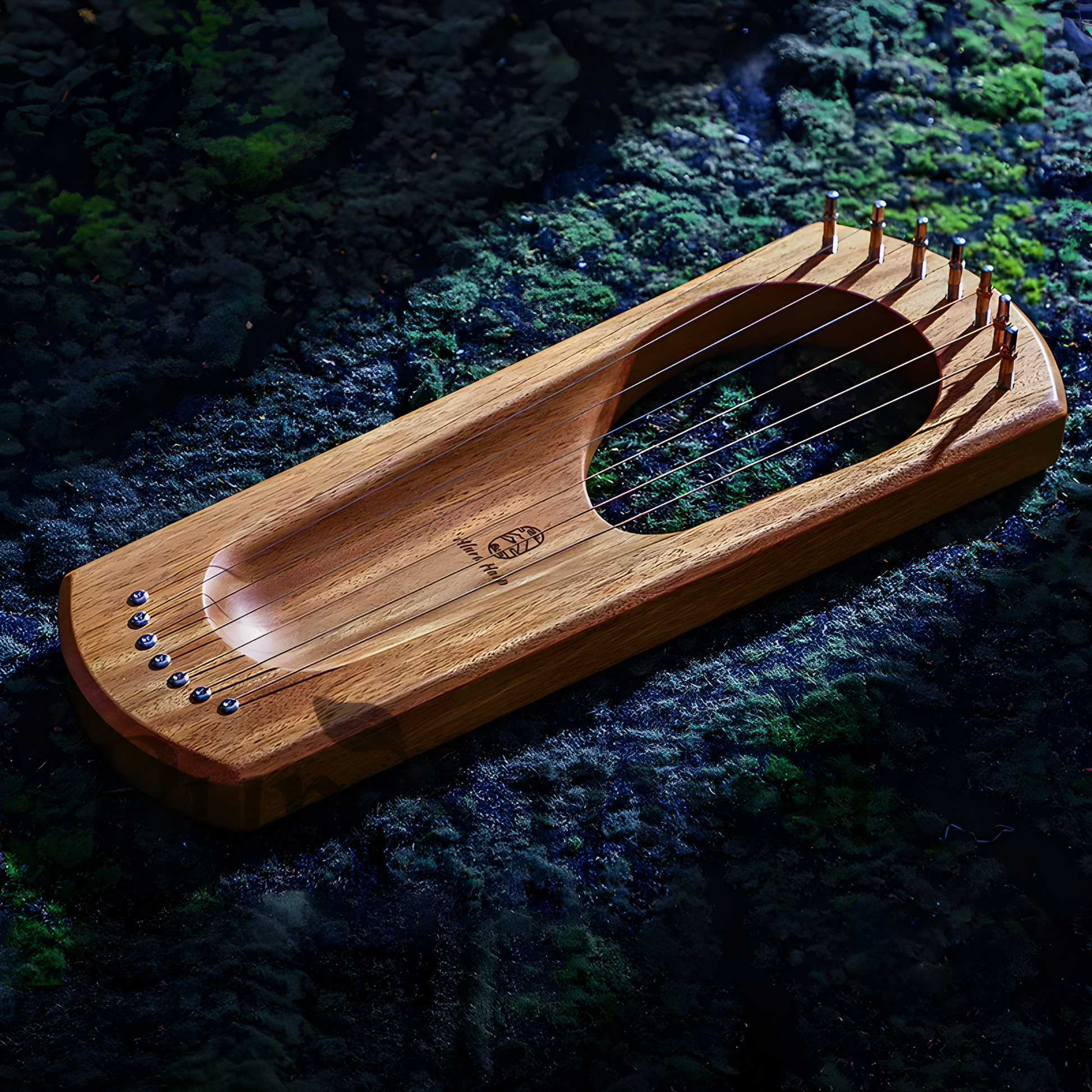 7-String Lyre Harp, "Light on Earth" Design - LYRE-LOE7